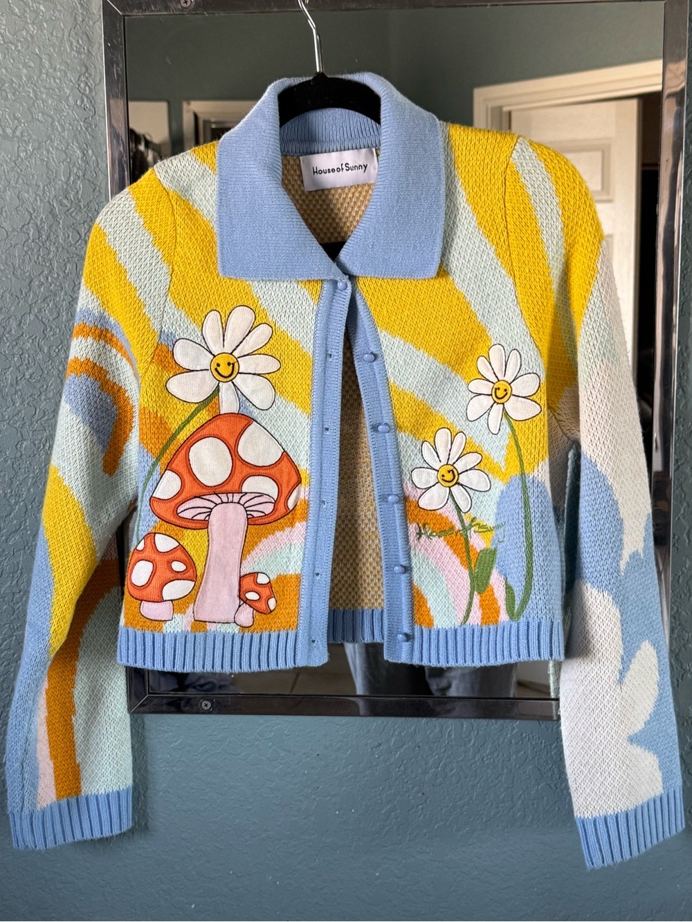 NWT House of Sunny Big Bloom Mushroom Cardigan Size 6